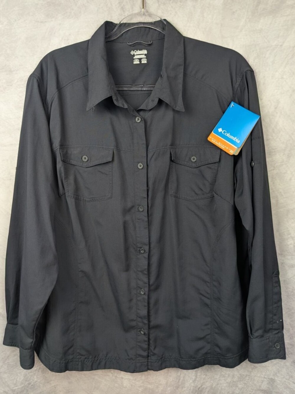 NWT Columbia 2X Silver Ridge Long Sleeve Hiking Shirt Black Plus Size